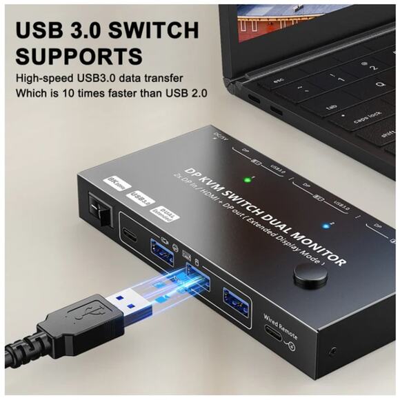 KC-KVM212DH 4K 60HZ USB3.0 DP Dual Display KVM Switcher with MST Dual Screen - Picture 5 of 6